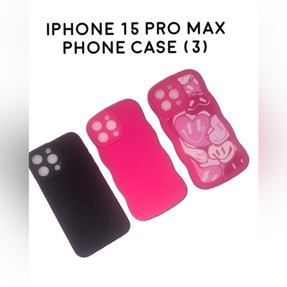 NWOT Stylish Black and Pink iPhone 15 Pro Max Case Set lot of 3 - Picture 2 of 6